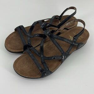 Dansko Jovie Sandals Black Leather Cross Strap, Women's 39 (8.5-9)
